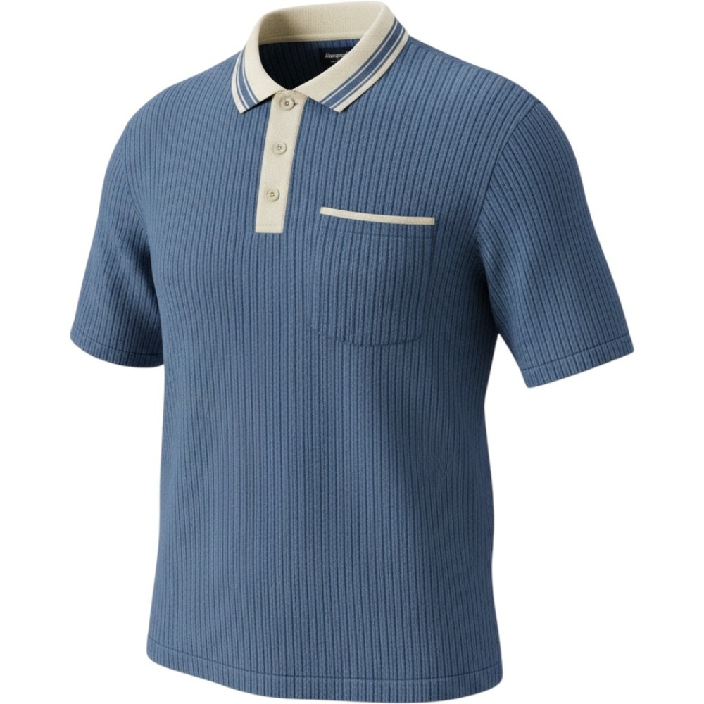 Abercrombie & Fitch Sweater Polo Sz XXL Blue Ribbed Short Sleeve Knit Top